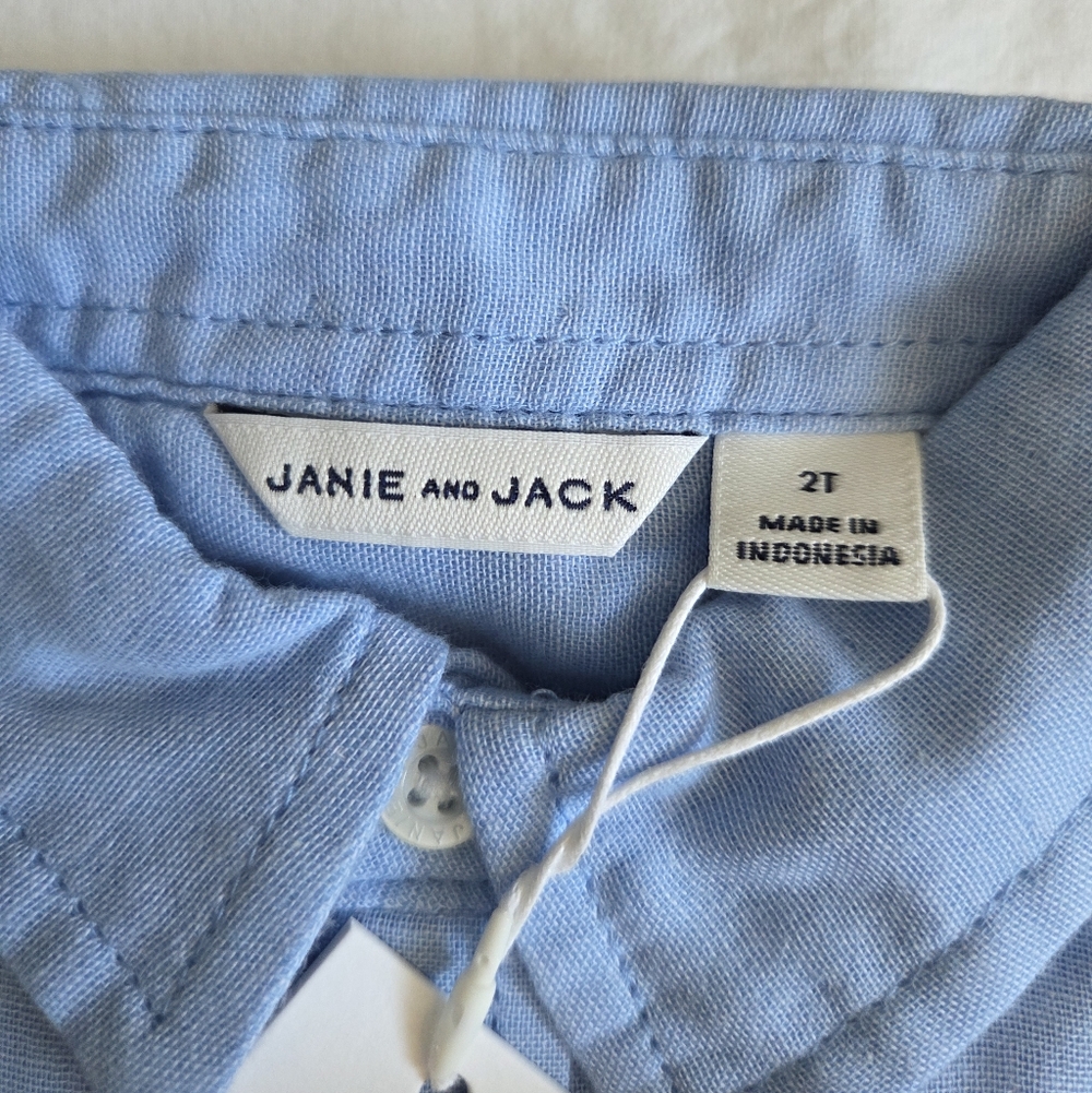 Janie and Jack Blue Cotton Boys Shirt - Picture 2 of 8
